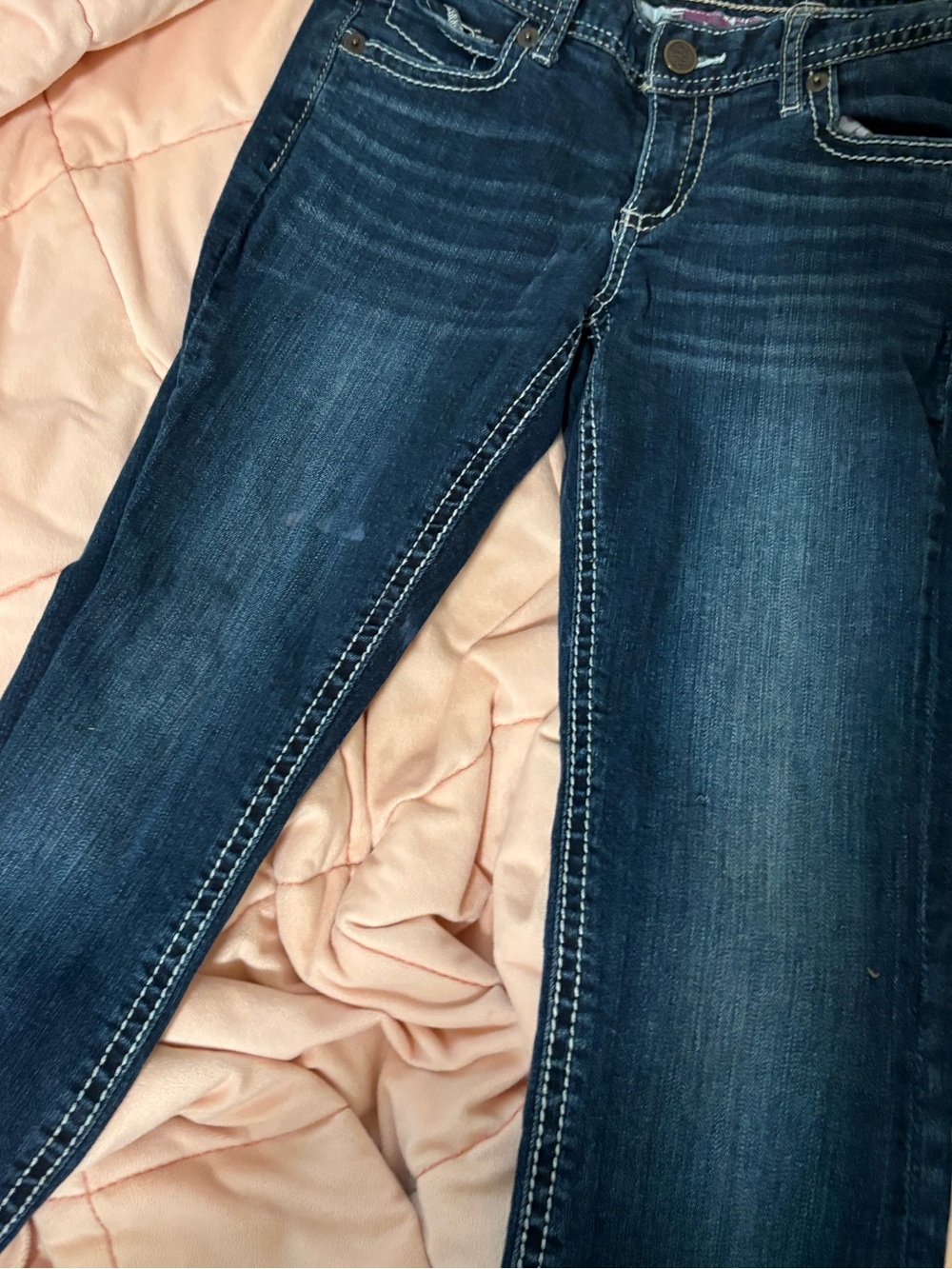 Maurices Dark Blue Skinny Jeans with Contrast Stitching